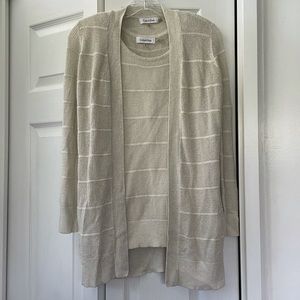 Calvin Klein | Matching Mesh Knit Tank Top Blouse and Cardigan Set Size XS